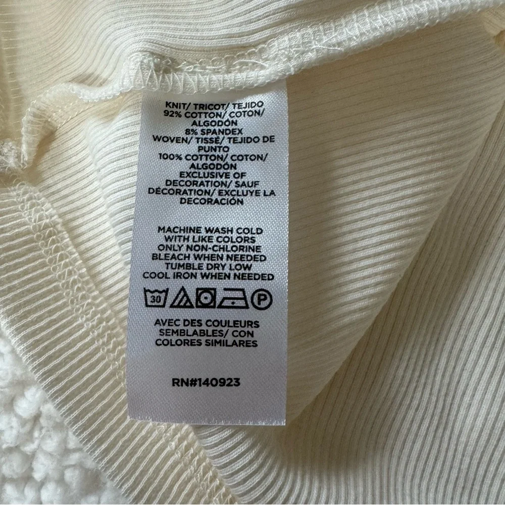 Loft Eyelet Yoke Mixed Media Top in Ecru Ivory Cream Size L Large #596116